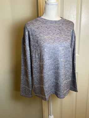 CATO Sequined Striped Lightweight Sweater